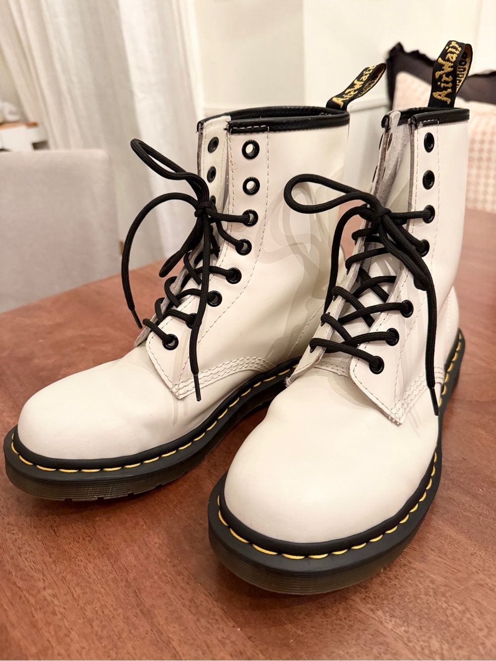 Dr. Martens 1460 11821 White Smooth Leather 8-Eye Combat Boots Women’s 8